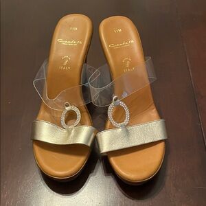 Cordani Gold Sandals with Intersecting Straps